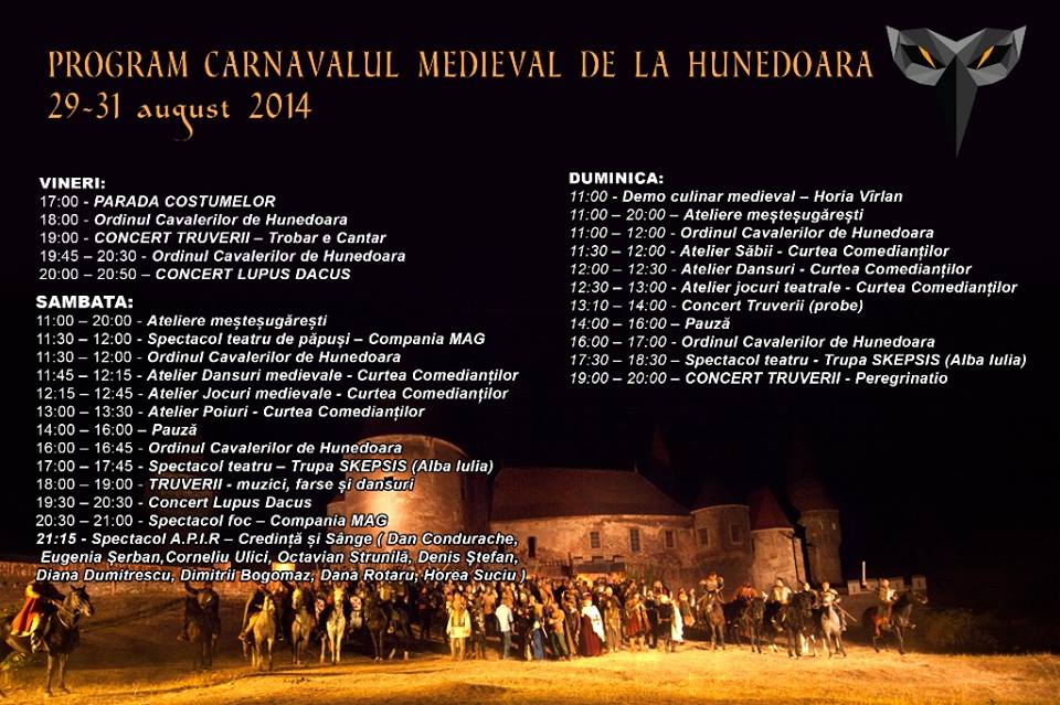 Program Carnavalul Medieval de la Hunedoara