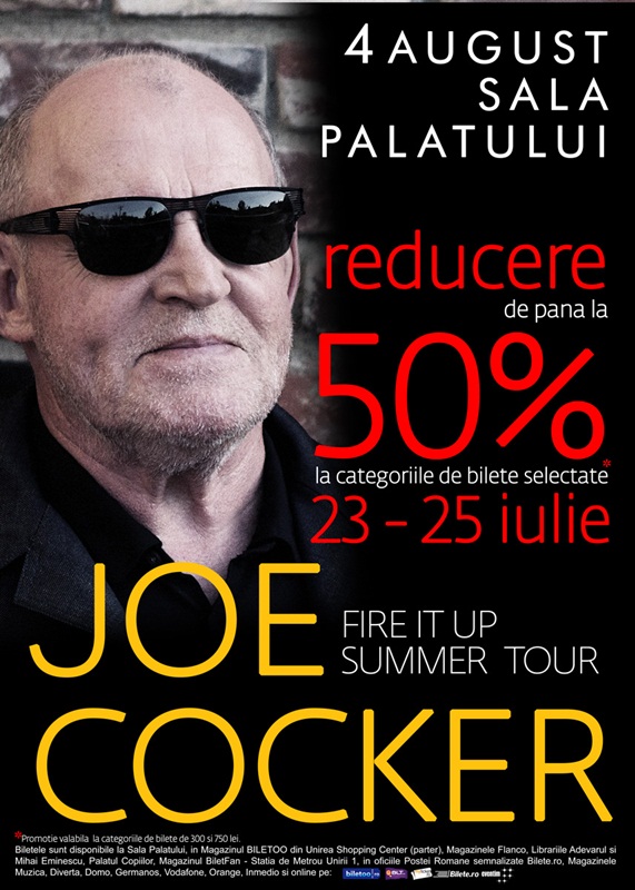 Ultimele bilete la Joe Cocker reduse cu pana la 50%