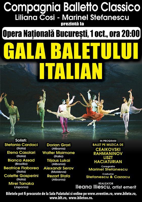 Gala Baletului Italian la Opera Națională București în Octombrie Gala Baletului Italian