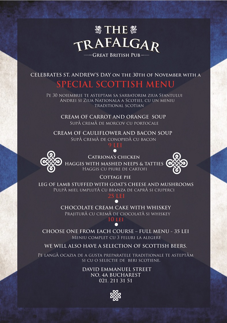 Sfantul Andrei si Ziua Scotiei la Trafalgar Pub