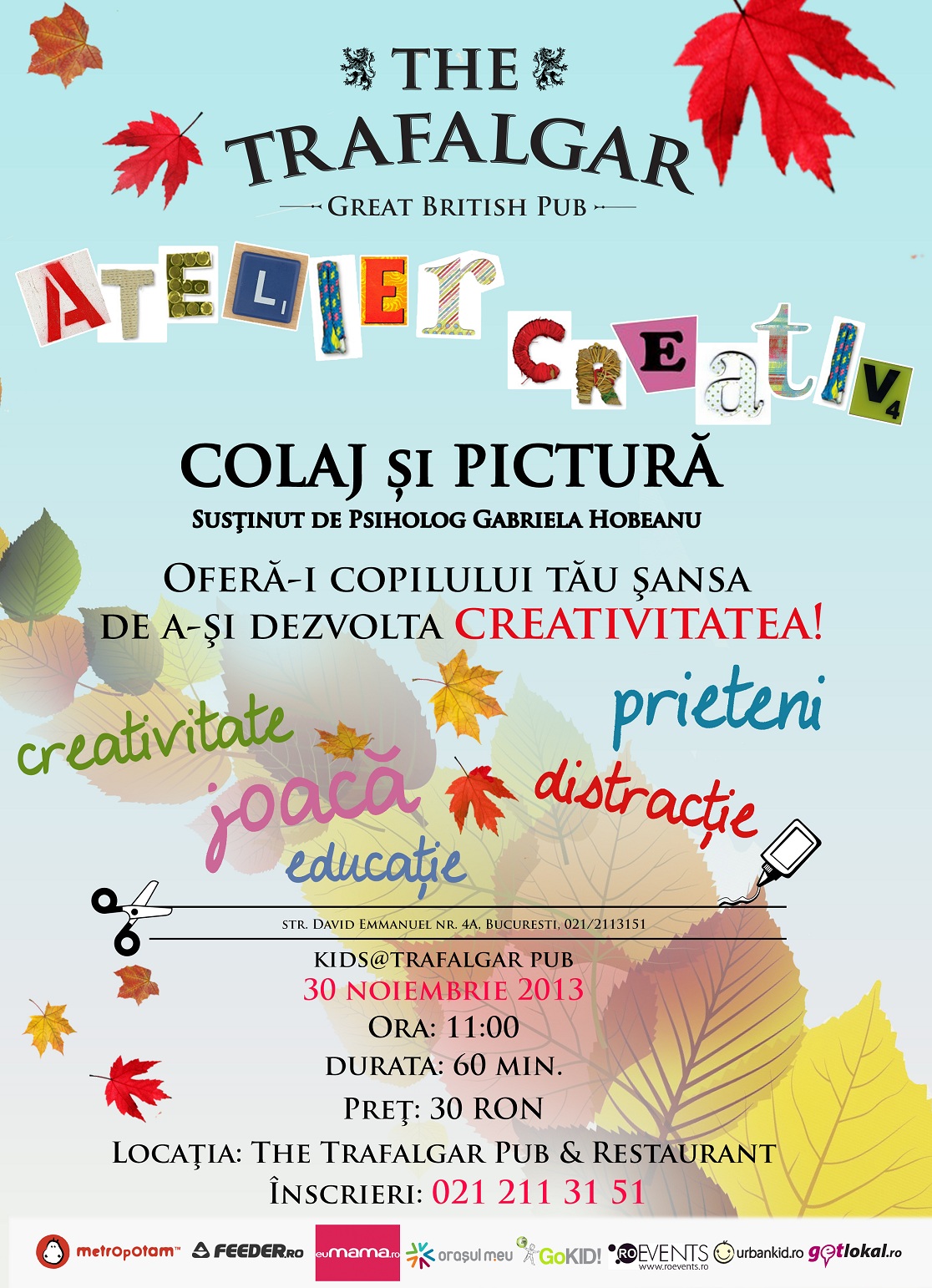 Atelier Creativ Modelaj si Pictura pe Lut @ Trafalgar Pub – 30 noiembrie