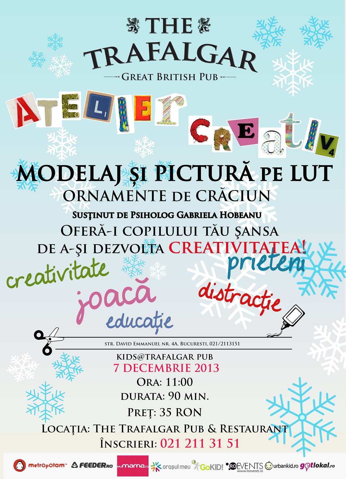 Atelier Creativ copii – Modelaj si Pictura pe Lut laTrafalgar