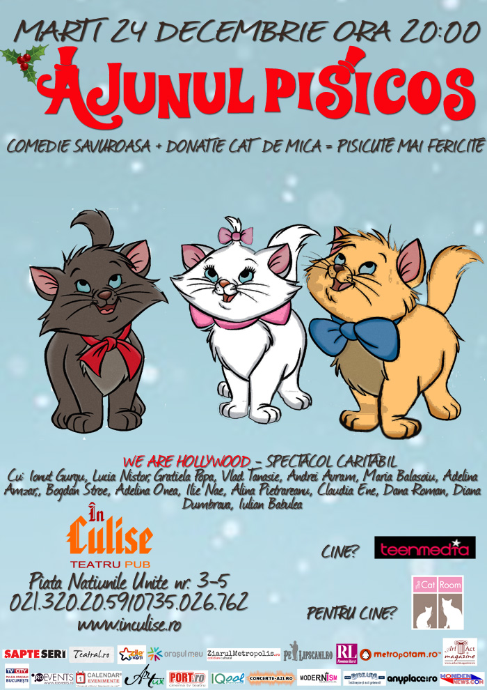 Ajunul Pisicos – spectacol caritabil pentru Camera cu Pisici
