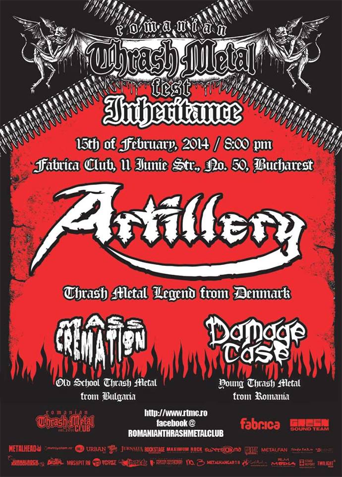 CONCERT ARTILLERY (REPROGRAMARE) – 15.02.2014, CLUB FABRICA