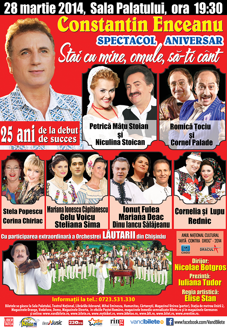Spectacol Aniversar Constantin Enceanu „Stai cu mine, omule să-ţi cânt” Spectacol- Aniversar- Constantin -Enceanu -la -Sala Palatului