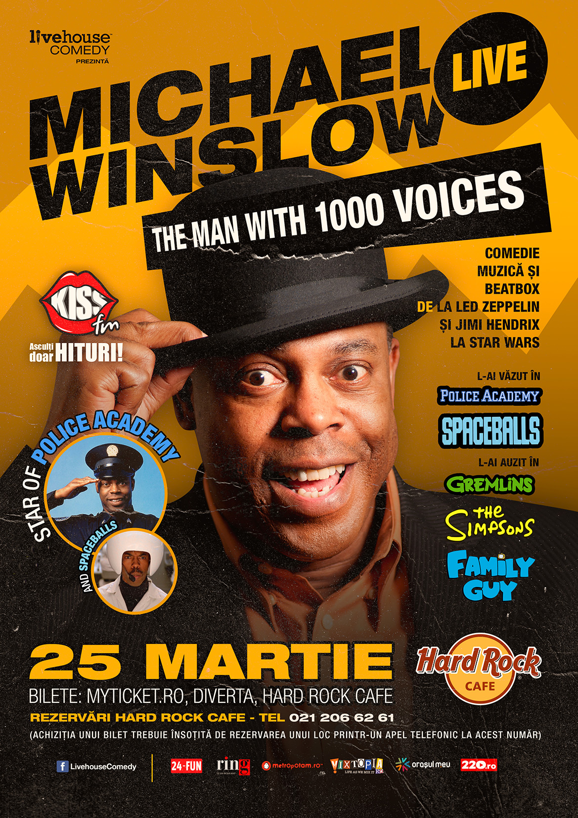Michael Winslow, actorul din seria Police Academy, in premiera la Hard Rock Cafe
