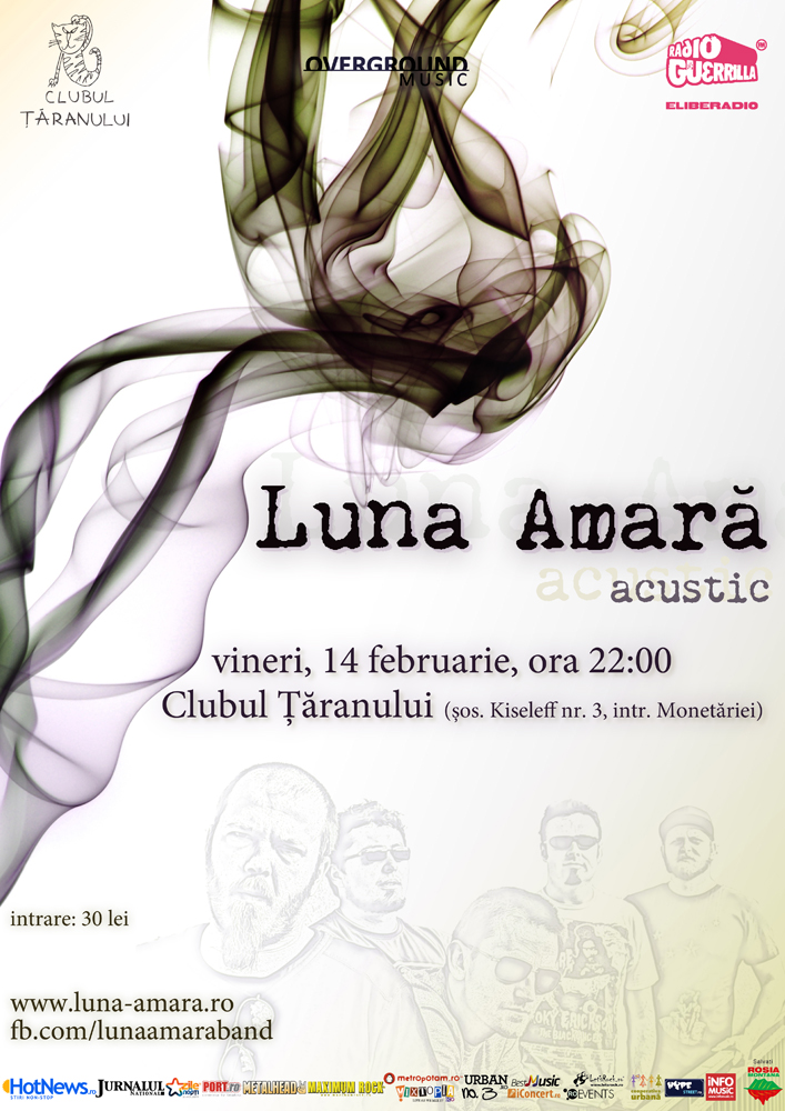 Luna Amara canta la Baia Mare pe 7 februarie (electric) si la Bucuresti pe 14 februarie