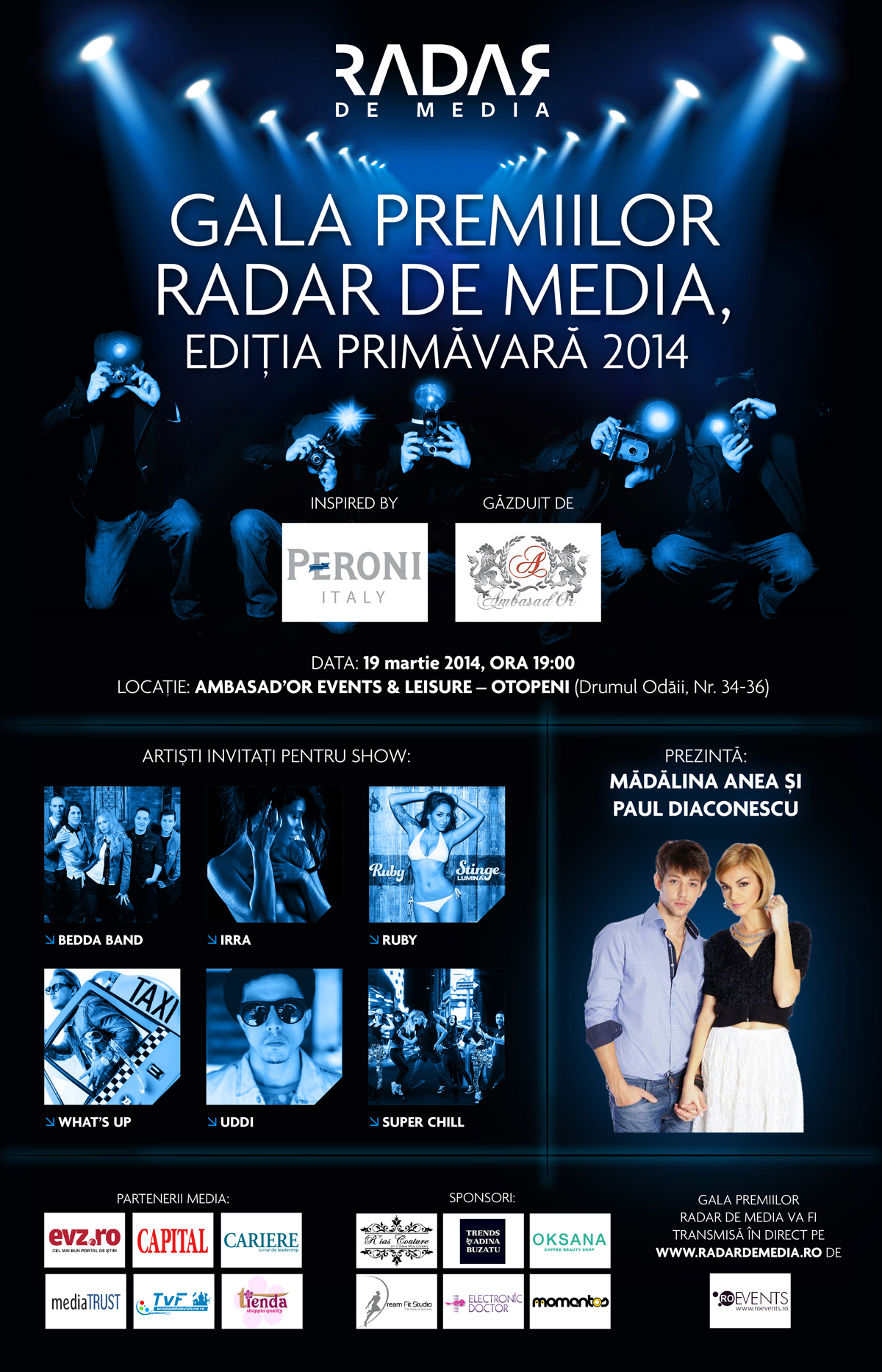 GALA PREMIILOR RADAR DE MEDIA, EDITIA PRIMAVARA 2014 va avea loc in data de 19 martie la Ambasad’Or Events