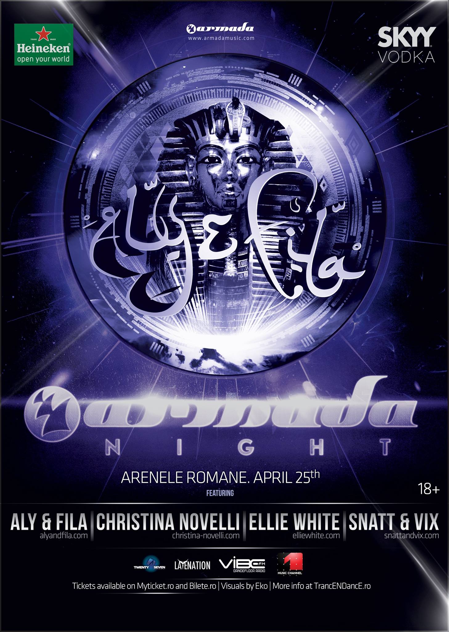 ARMADA NIGHT LIVE cu Aly & Fila (Egipt), Christina Novelli (UK), Ellie White, Snatt & Vix