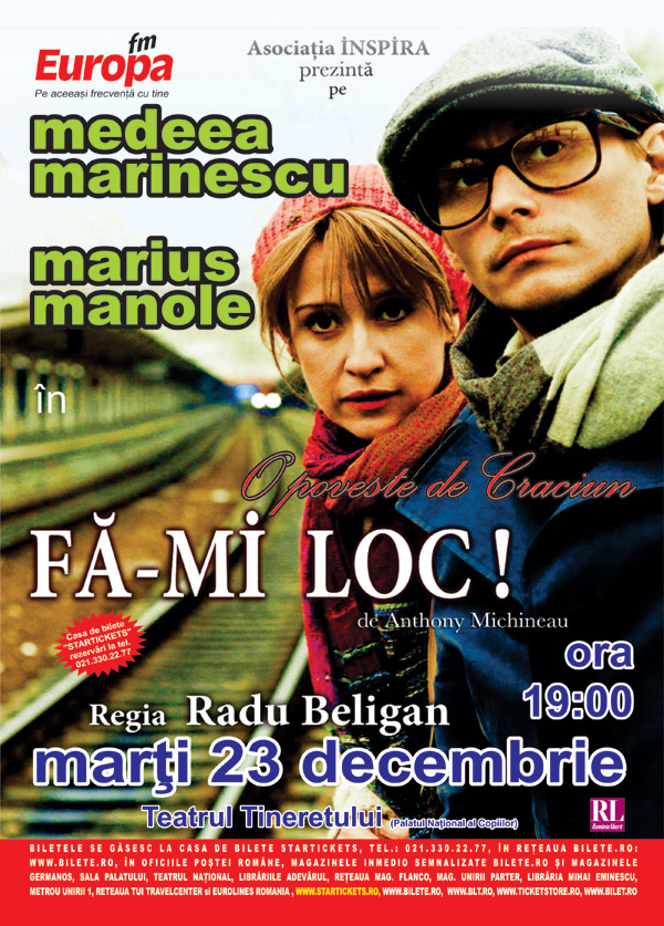 Poveste de Craciun cu MEDEEA MARINESCU si MARIUS MANOLE pe 23 decembrie la Teatrul Tineretului