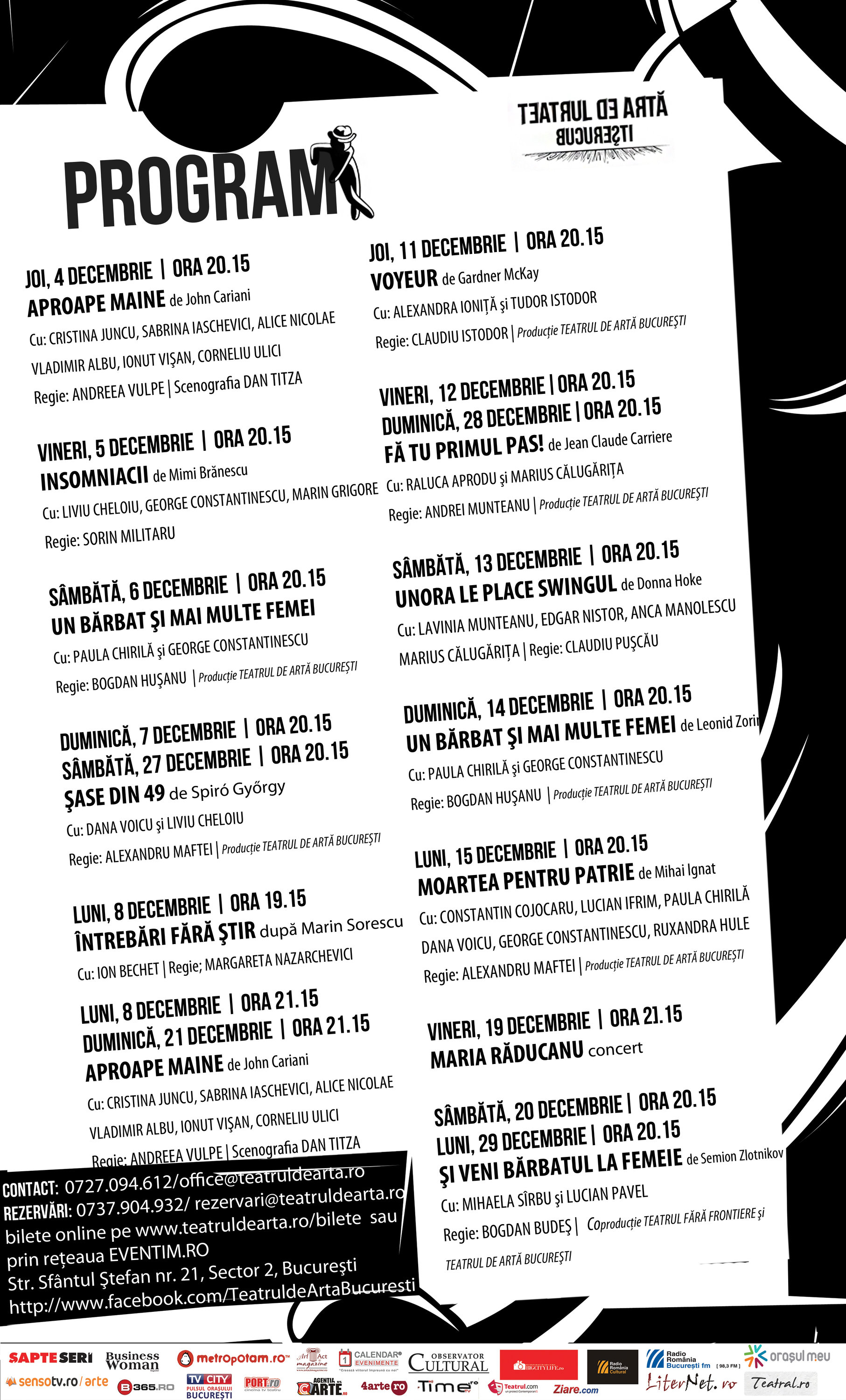 PROGRAM Teatrul de Arta, decembrie 2014