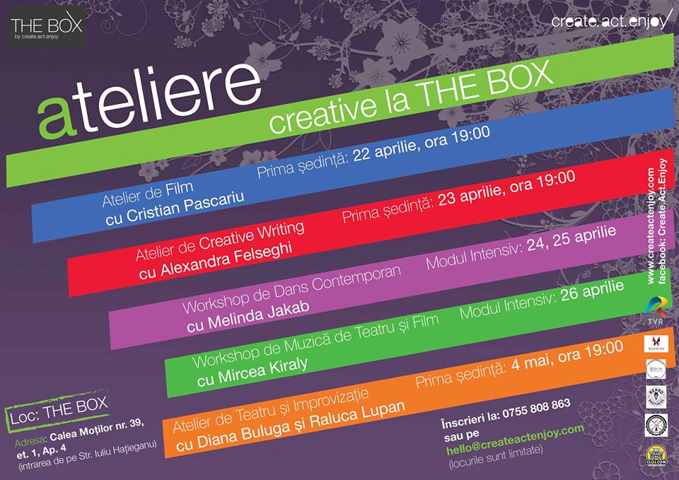 Create.Act.Enjoy ne propune in aprilie-mai, 5 ateliere creative pentru dezvoltarea abilitatilor.