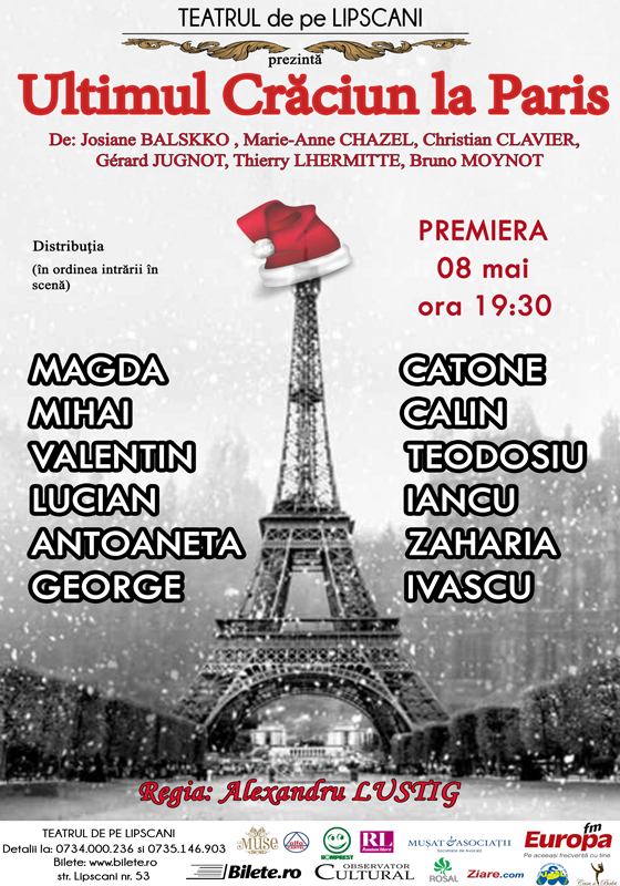 TEATRUL DE PE LIPSCANI prezinta: premiera “ULTIMUL CRACIUN LA PARIS”