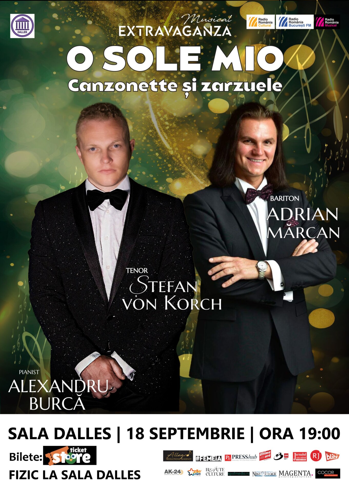 Recital O SOLE MIO la Sala Dalles din Bucureşti pe 18 Septembrie şi la Ploieşti pe 22 Octombrie, după succesul de la Filarmonica din Braşov