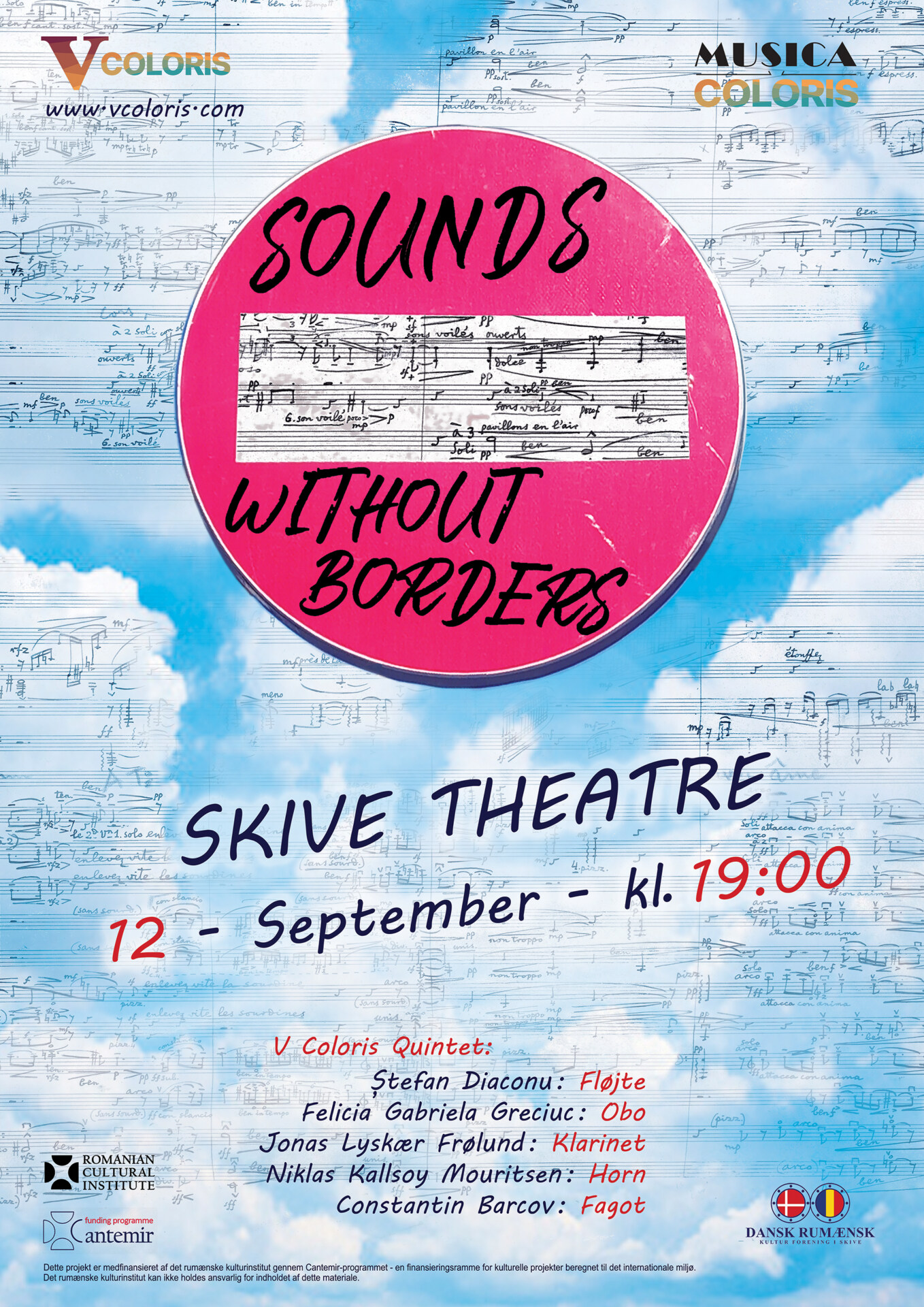 SOUNDS WITHOUT BORDERS – Concert extraordinar susținut de Cvintetul V Coloris la Teatrul din Skive, Danemarca pe 12 Septembrie