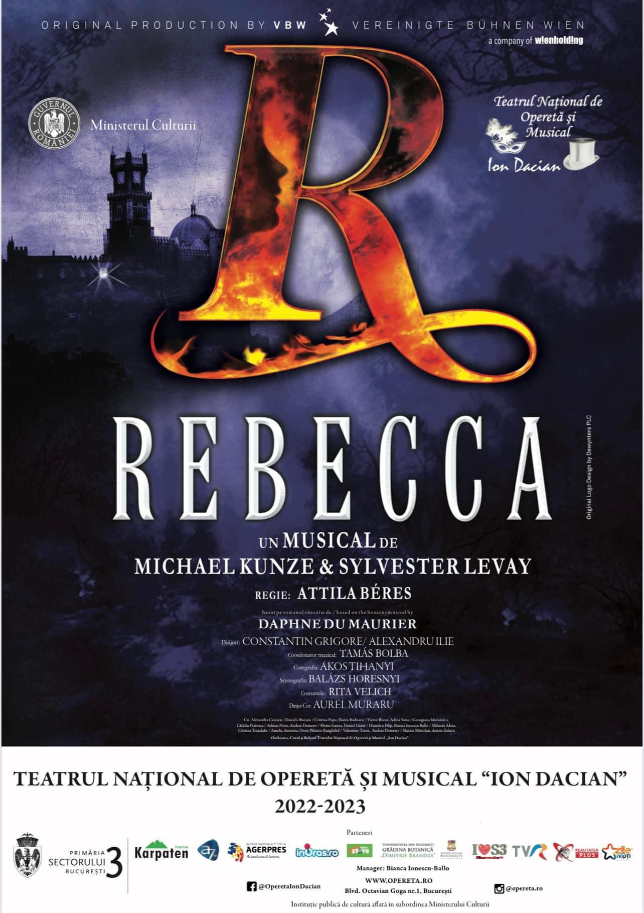 Musicalul REBECCA revine pe scena Teatrului Naţional de Operetă şi Musical Ion Dacian pe 19 şi 20 Octombrie