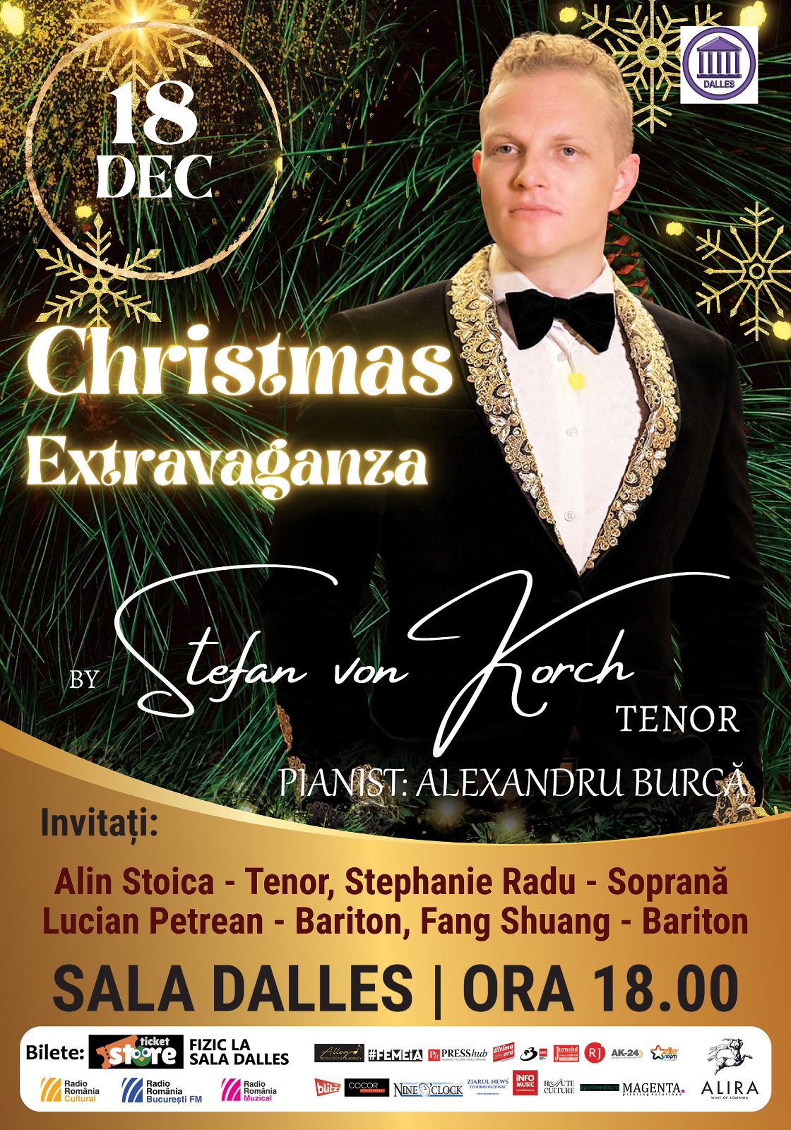 Noi invitaţi se alătură tenorului ŞTEFAN von KORCH în concertul CHRISTMAS EXTRAVAGANZA pe 18 Decembrie la Sala Dalles